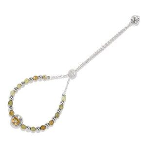 New Brighton Multicolor Green Silver Mosaic Faceted Beads Adjustable Bracelet